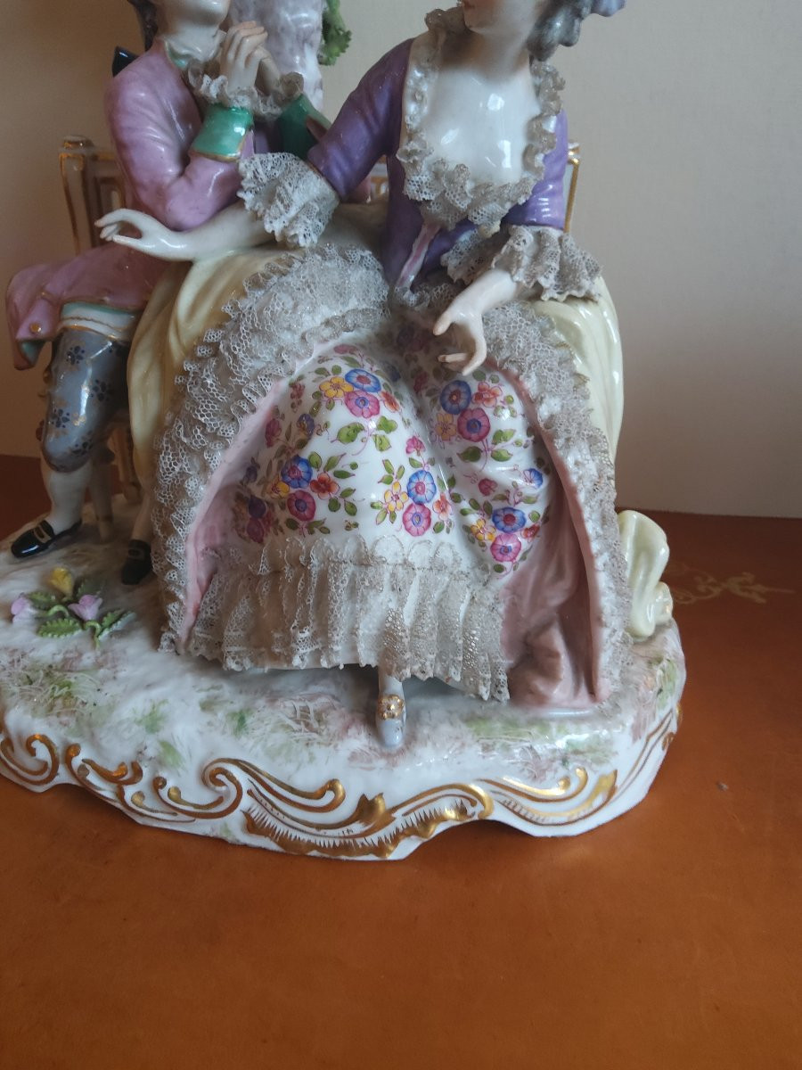 German Porcelain Group, Late 19th Century-photo-2